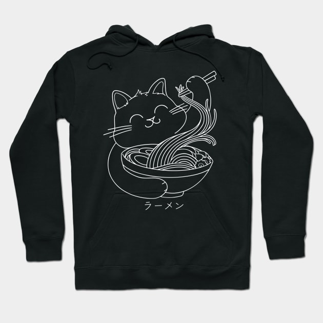 Ramen Cat Line Art Hoodie by Bruno Pires